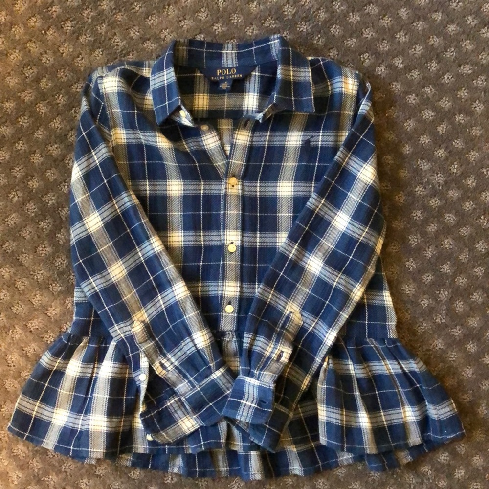 Polo girl’s  button down ruffle shirt